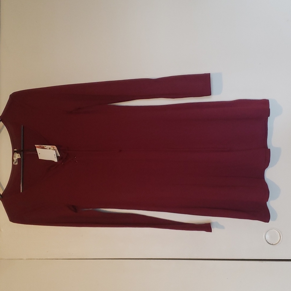 About a Girl Lace-up Front Burgundy Dress Size Small - Picture 1 of 4